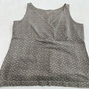 Eddie Bauer cross tank geometric print brown womens size XL classic